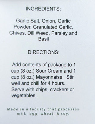 Garlic & Herb Dip Mix | Mills Gourmet - JSQ Mercantile