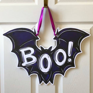 Boo! Bat Halloween Door Hanger Spooky Fall Outdoor Decor - JSQ Mercantile