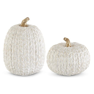 White & Gold Resin Braided Pumpkins - JSQ Mercantile