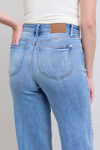 Judy Blue High-Waisted Vintage Wash Retro Wide Leg Jeans