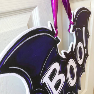 Boo! Bat Halloween Door Hanger Spooky Fall Outdoor Decor - JSQ Mercantile