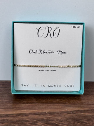 Chief Relaxation Officer Morse Code Bracelet | Gold