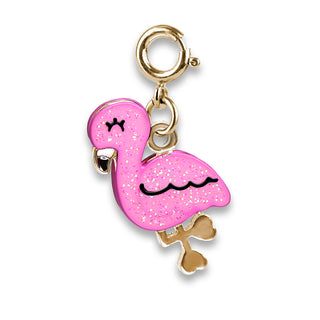 Gold Glitter Flamingo Charm - Charm It
