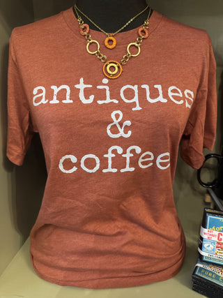 Antiques & Coffee Red Short Sleeve T Shirt
