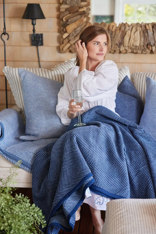 Harborview Herringbone Navy Blanket | Chappy Wrap
