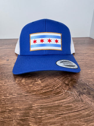 Chicago Flag Patch Trucker Hat - Blue & White