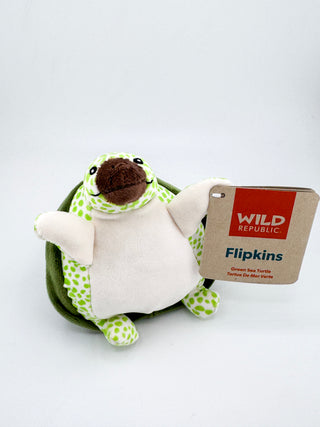 Flipkins Green Sea Turtle – 5 Inch Always Lands Upright Plush Toy by Wild Republic | JSQ Mercantile – La Grange, IL