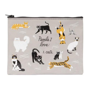 People I Love Cats zipper pouch made from recycled material, flat zip bag for cosmetics, cords, and travel organization – JSQ Mercantile – a women’s boutique and gift shop in La Grange, IL