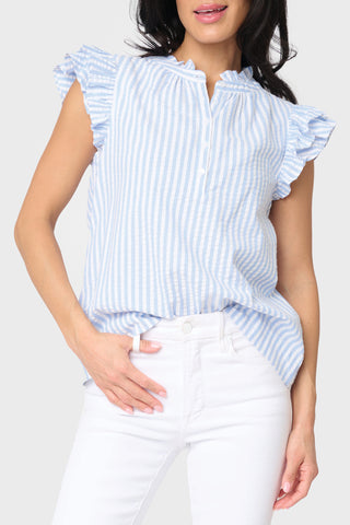 Seabreeze Double Flutter Seersucker Blouse