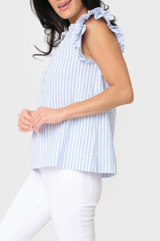 Seabreeze Double Flutter Seersucker Blouse