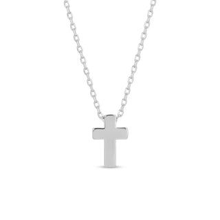Small Simple Cross Necklace | Silver Rhodium Plated