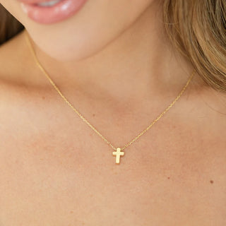 Small Simple Cross Necklace | Gold