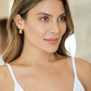 Small Simple Cross Necklace | Silver Rhodium Plated