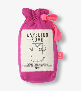 Women’s rose violet polyknit V-neck pajama top with relaxed fit, lounge tee gift, JSQ Mercantile – a women’s boutique and gift shop in La Grange, IL.