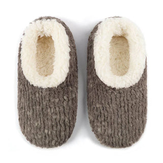 Grey Teddy Bear Faux Fur Snoozies with Memory Foam Slippers