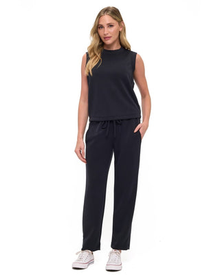 Sleeveless Scuba Top with Side Zipper Detail – Black