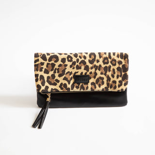 Fold Over Leopard Print Clutch