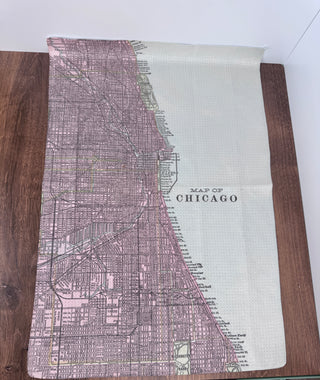 Chicago Illinois Map Waffle Weave Kitchen Towel Tea Towel, 16" x 24" | JSQ Mercantile – Women’s Boutique & Gift Shop in La Grange, IL