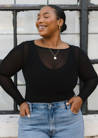 Second Skin Sheer Long Sleeve Mesh Top – Curvy