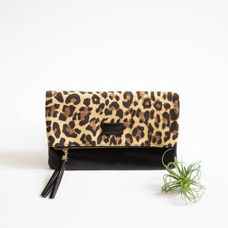 Fold Over Leopard Print Clutch