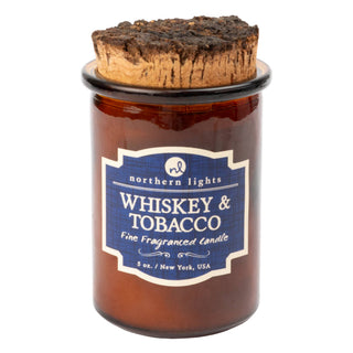 Whiskey & Tobacco candle with natural live-edge cork lid featuring a warm cocktail-inspired scent | JSQ Mercantile – a women’s boutique and gift shop in La Grange, IL.