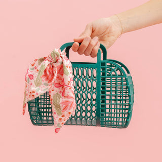 Holiday Dark Green So-Jelly Basket - Jolly Sprig Pink - JSQ Mercantile