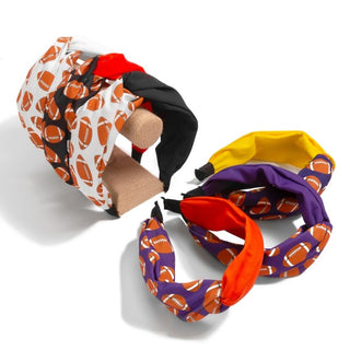 Football Printed Headband With Twist Knot Detail - JSQ Mercantile